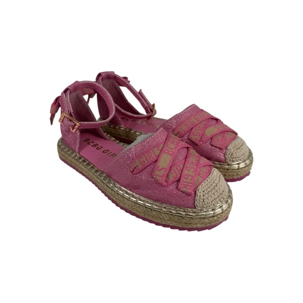 BCBG Girls pink glittery espadrille flat sandal Size 13 M